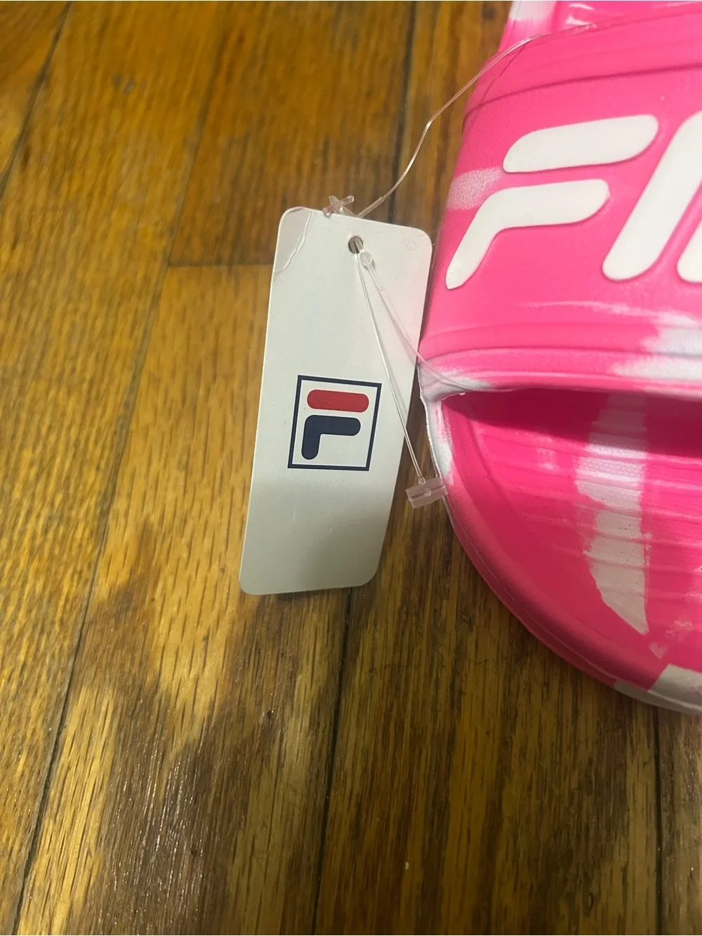 Fila Kids Pink Tie-Dye Logo‎ Slide Sandals Cushioned Footbed Size 3 New